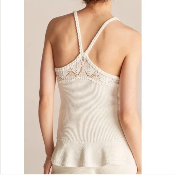 Rebecca Taylor White Viscose Knit Peplum Sweater Tank NWT Sizes XS & Medium - Picture 2 of 11